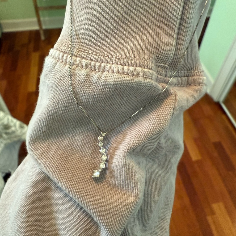 White gold journey necklace with diamonds